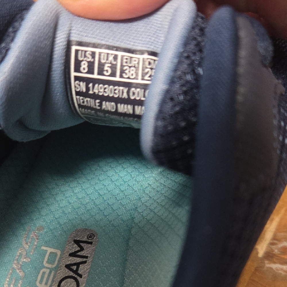 Skechers Dark Blue Mesh Sneakers with White Soles - Picture 9 of 9